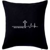 Jesus Saved My Life kríž ekg - Vankúš 50x50 - 50x50 - Iba poťah ( Čierna )