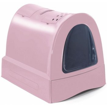 IMAC Krytý mačací záchod s výsuvnou zásuvkou pre stelivo rúžová 40 x 56 x 42,5 cm