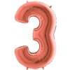 Balón narodeninový číslo 3 maxi - rose gold