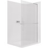 CERANO - Sprchová zástena Walk-in Onyx L-pravá vzpera - 8 mm + polička/držiak na uteráky - chróm, ryhované sklo - 150x200 cm