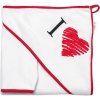 Dětská osuška s kapucí + žínka I love, Baby Nellys, roz. 80 x 80 cm-bílo/červená (47851301)