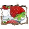 Nálepka 3D díra na zeď Jahody a voda 95x64 cm