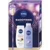 Nivea smoothing Moments of Joy shea Butter & Botanical Oil krémový sprchový gél 250 ml + Nivea smooth sensation hydratačné telové mlieko pre suchú pokožku 250 ml kozmetická sada
