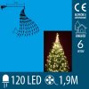 Vianočný led zväzok svietiacich reťazcov - 6 reťazcov po 20ks led - 1,9m - teplá biela