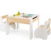 Súprava detského nábytku Costway - biely stolík s 2 stoličkami, MDF, pre deti od 3-6 rokov