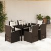 VidaXL 7-dielna súprava záhradného nábytku s podložkami, hnedá, PE ratan