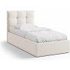 Krémová čalúnená jednolôžková posteľ s úložným priestorom s roštom 90x200 cm Phaedra – Micadoni