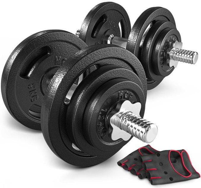 Hs Hop-Sport Liatinové nakladacie jednoručky 2 x 20 kg
