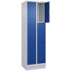 Šatňová skriňa C+P Cabo, 3 police nad sebou, 600 x 500 x 1950 mm, sivá/modrá, podstavec