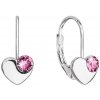 Evolution Group strieborné srdiečkové náušnice s kryštálmi Swarovski 31299.3 Rose