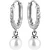 Troli Krásne okrúhle náušnice s kryštálmi a perlou VREPE003SI