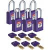 Visiace zámky SafeKey z nylonu, neiskriace , BJ=6 ks, fialové