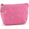 Malá peňaženka / kľúčenka srdce, prešívaná 11x8 cm - 1 ks - pink - 3 pink