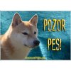 Pozorpes.sk, výstražná tabuľka (Shiba Inu)