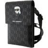 Univerzálne puzdro Karl Lagerfeld na smartfón KLWBSAKHPKK Saffiano Monogram Wallet Phone Bag Ikonik NFT čierne