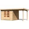 Drevený záhradný domček BASTRUP 3 s prístavkom Lanitplast