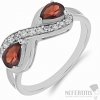 Nefertitis Prsteň strieborný s brúseným granátom a zirkónmi Ag 925 016796 GT - 54 mm (US 7), 2,9 g