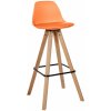 Design-Shop Barová stolička Corbin Square - koženka, natura rám - oranžová