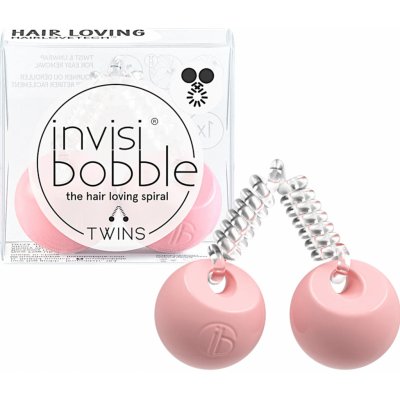 Tenká špirálová gumička do vlasov s guličkami Invisibobble Twins Prima Ballerina - ružová (IB-TW-HP10002)