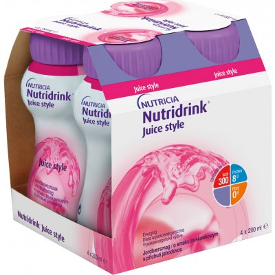 Nutridrink Juice Style s jahodovou príchuťou inov.2021 4 x 200 ml