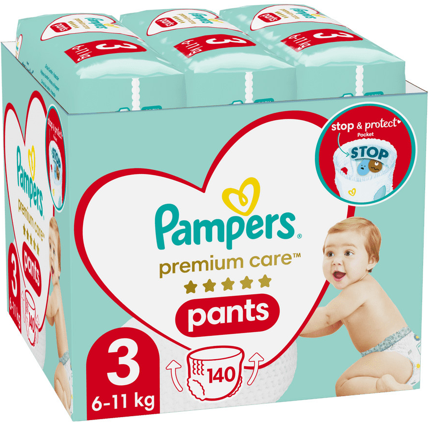 Pampers Premium Care 3 plienkové nohavičky 6 -11 kg 140 ks