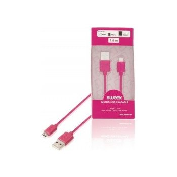 Sweex SMCA0202-09 Micro USB 2.0 A M - USB 2.0 micro-B, 1m, růžový