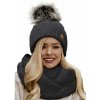 Fashionweek Zimní set čiapka a šál, pletený tunel WOOL-INES Farba: grafit, Veľkosť: Universal