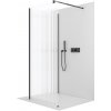 CERANO - Sprchová zástena Walk-in Onyx Corner Round Ľ/P - 8 mm - guľatá vzpera - čierna matná, ryhované sklo - 50x50x200 cm