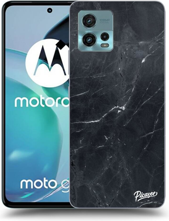 Púzdro Picasee silikónové Motorola Moto G72 - Black marble čiré