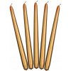 PartyDeco Metalické zlaté kónické sviečky 29 cm – sada 10 kusov