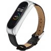 Xiaomi Mi Band 3/4 kožený correa náramok / pások Farba: Strieborno čierna MBSCZ-4KCSTC