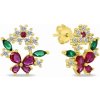 Brilio Silver Originálne pozlátené náušnice s farebnými zirkónmi EA1063YR
