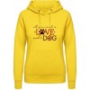 AWDis Hoodie Mikina - Dizajn s motívom - Láska a pes - Slnečná žltá - M - Dámske