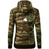 EKG bubeník - Mikina dámska trendy zipper s kapucňou - L ( Hnedý maskáč )