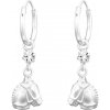 For Silver NÁUŠNICE KŮŇ s bielymi Swarovski® kryštály- STŘÍBRO 925