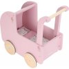 Little Dutch Kočík pre bábiky drevený s perinkou Pink