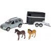 Kids Globe Traffic Volvo XC90 14cm kov spätný chod s prívesom pre kone