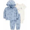 CARTER'S Set 3dielny body kr. rukáv, mikina, tepláky Blue Dog chlapec 12m, veľ. 80