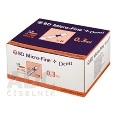 BD Micro fine + demi inzulinová striekačka U-100 s integrovanou ihlou objem 0 3 ml 10 x 10 ks