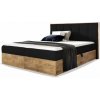 Wilsondo Čalúnená boxspring manželská posteľ s úložným priestorom WOOD 1 - čierna Kronos Rozmer: 180x200