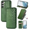 Peňaženkové kožené puzdro CUBIC GRID na Samsung Galaxy S23 Ultra 5G – Zelená