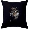 Vlk indián so slúchadlami - Vankúš 50x50 - 50x50 - Iba poťah ( Čierna )