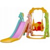 Emporio Plastová skluzavka Žirafa s houpačkou a barevným košíkem barevná 150 × 135 × 120 cm