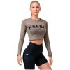 Nebbia Crop top s dlhým rukávom Sporty HERO 585 mocha
