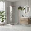 Rea City, sprchovací kút s posuvnými dverami 80(dvere) x 80(dvere) x 190 cm, medený matný profil + čierna sprchová vanička Savoy, KPL-K7982