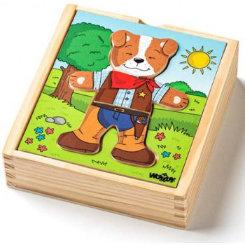 Woody puzzle šatníková skriňa Psík 18 dielov