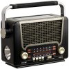 Solárne retro rádio s napájaním zo siete + batérie, USB, Bluetooth Strieborno-čierne
