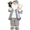 MagicHome Vianoce Dekorácia MagicHome Vianoce, Santa so sánkami, biely-šedý, 60 cm