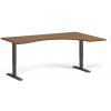 Ergonomický výškovo nastaviteľný stôl, 180x120 cm, 2 motory, L/P, čierna podnož, orech