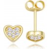 MINET Zlaté náušnice srdce s bielymi zirkónmi Au 585/1000